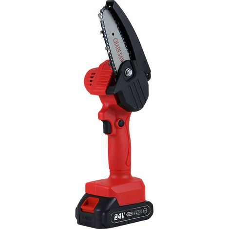 Scie à chaîne électrique Scie à main rechargeable sans fil Scie à bois Scie à bûcheronnage de jardin Scie électrique Scie à chaîne électrique au lithium Rouge One Piece (1/3)