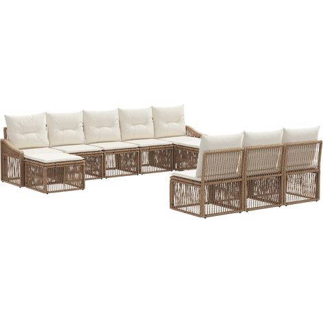 Gartensofa-set 10 pcs Beige Poly-Rattan vidaXL
