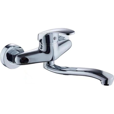 Robinet de contrôle d'eau - convient aux cuisines, éviers, double trou eau chaude/eau froide - 1 pièce, argent (1/5)