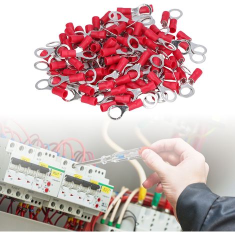 Cosses à sertir annulaires en cuivre pré-isolées RV5.5-10, connecteurs de fils AWG12-10, vendues par 100 unités. (1/5)