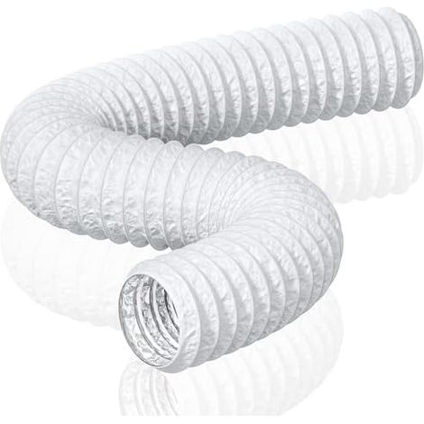 HG Power 150mm Abluftschlauch, 5m Flexibel PVC Alurohr Lüftungsschlauch Schallgedämmter Alu Flex-Schlauch Abluftrohr für Wachstumszelt Trockner Mobile Klimaanlage Abluftventilator, Weiß (1/5)