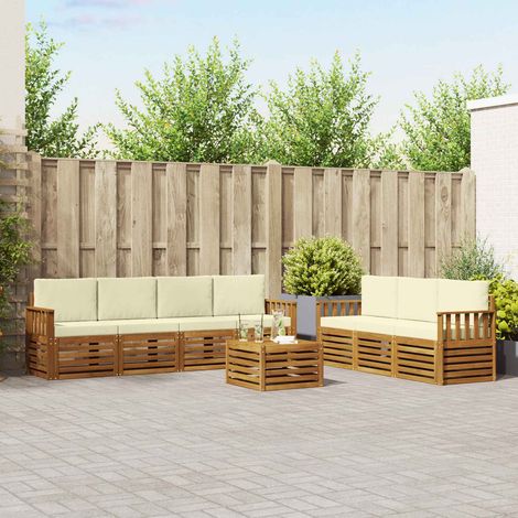 vidaXL Sofagarnituren 8 pcs Natur und Creme Massivholz Akazie (1/5)