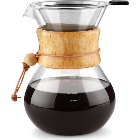 Pour Over Cafetera Portátil con Filtro en Acero Inoxidable Permanente, 28oz / 800 ml (1/5)