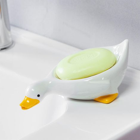 Porte-Savon Céramique Canard, Auto-Drainant, Douche Salle Bain Cuisine Lavabo, Lot 2, pour Maison et Jardin (1/5)