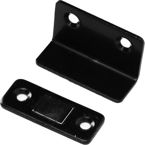Aimant de Porte en Forme de L en Acier Laminé à Froid, Sans Perçage, pour Armoires, Tiroirs et Portes Coulissantes - Noir