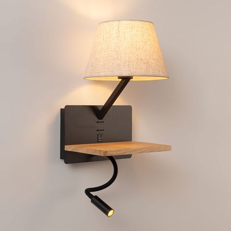 Lampada da lettura da parete "Artin USB + USBC" - Con faretto