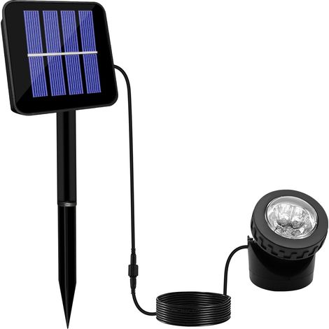 Spot solaire d'extérieur LED étanche pour étang - Éclairage de sécurité - Détection de l'obscurité - Marche/arrêt automatique - Angle d'éclairage réglable - Pour pelouse, aquarium, piscine (lot de 1) (1/5)