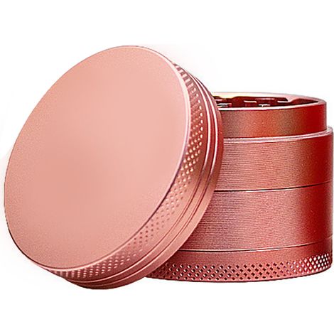 Broyeur à herbes et épices rose, 50 mm, 4 couches, en alliage de zinc, prise en main ferme et efficace. (1/5)