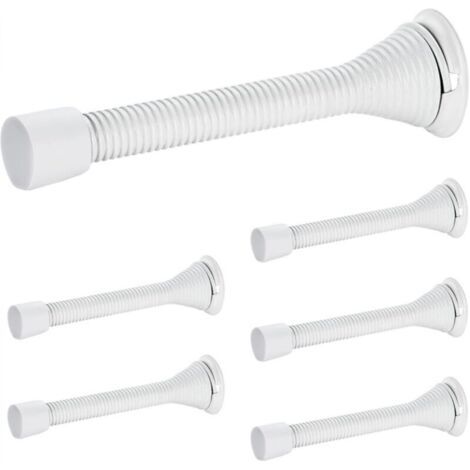 Butées de porte, lot de 6, Blanc, à ressort, avec butée en caoutchouc, pour le bas de la porte