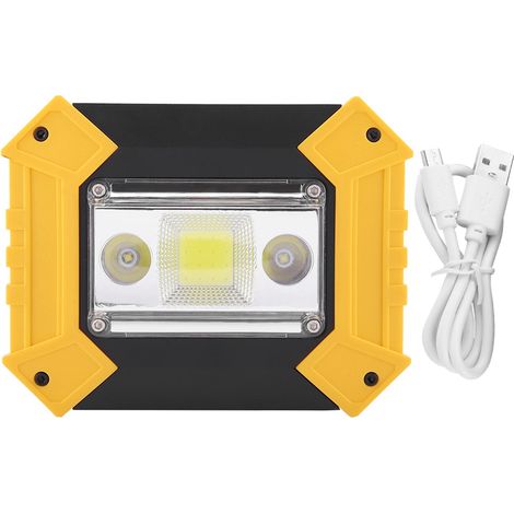 Lampe de travail rechargeable par USB, feu de signalisation carré à LED COB avec 2 LED rouges (1/5)