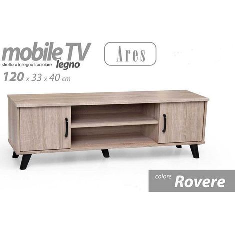 Kaela - Mobile Porta Tv Ares Legno Rovere Moderno 120x33x40cm Con 2 Ripiani Ante 796500 - (1/2)