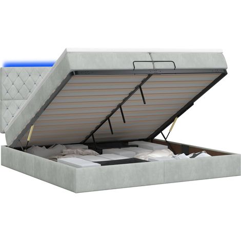 Maison Exclusive - Letto Ottomano con Materasso e LED Grigio Chiaro 200 x 200 cm (1/5)