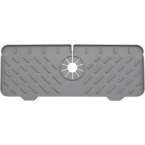 Tapis de robinet, tapis de robinet de cuisine pour garder l'évier au sec, tapis de drainage en silicone de cuisine (3714,81,5 cm/gris) (1/5)