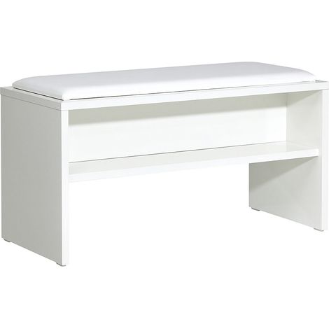 Sitzbank SOLINGEN-66 in Weiß Hochglanz - B/H/T: 90/48/40cm
