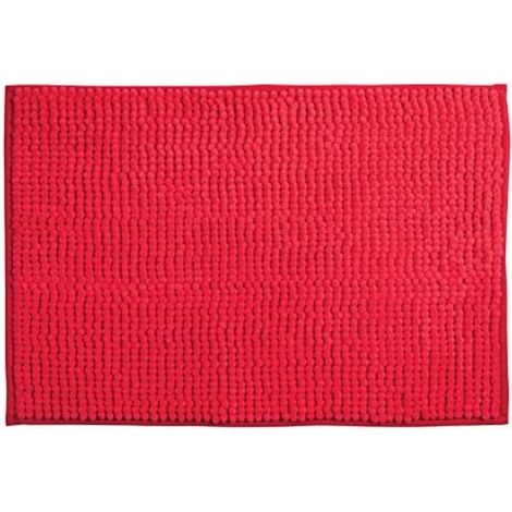 1 Tapis De Bain Microfibre Chenille 40x60 Cm Antidérapant Lavable Machine Rouge Salle De Bain (1/5)