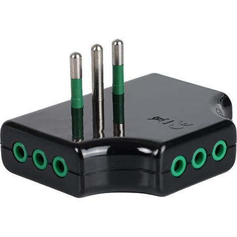 Adattatore Triplo Piatto 10A+T Nero 82251 Fme (1/5)