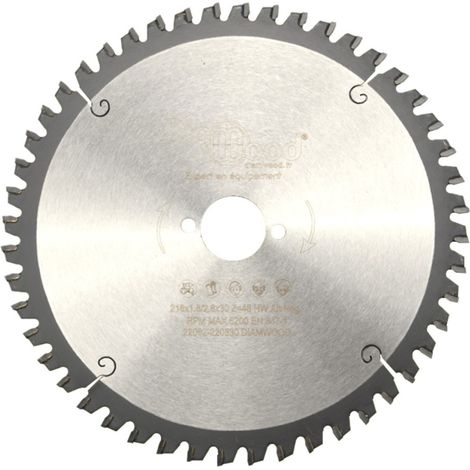 Diamwood – Lame de scie circulaire 216 mm – Alésage 30 mm – 48 dents – Denture Alt Nég pour bois dur et tendre – Carbure HM haute qualité