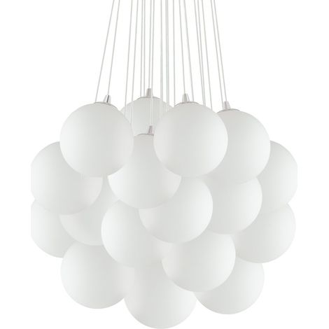 Sospensione Moderna Mapa Vetro Bianco 22 Luci E14