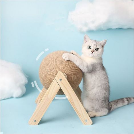 Boules À Gratter Pour Chat - Bois Massif - Corde De Sisal - Pour Protection Des Meubles - Lot De 3 (1/5)
