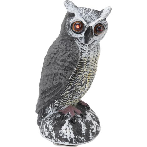 Solarbetriebene Eulen-Gartendekoration aus Kunststoff, kleines rundes Ellbogenmodell, Vogelabwehr für den Außenbereich, leuchtende Augen und Geräusche, Eulen-Vogelscheuche (Standardversion, integriert (1/5)