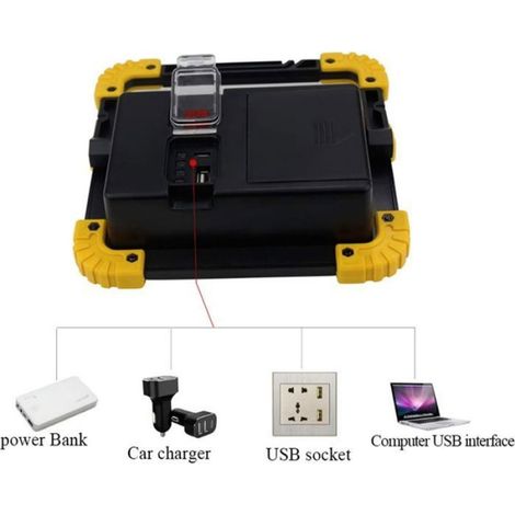 Lampe de travail rechargeable - - 20W - LED 6500K - Batterie 18650 - Extérieur & camping (1/5)