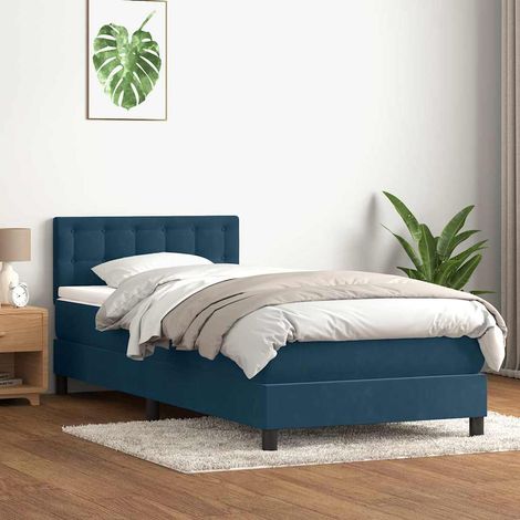 Boxspringbett mit Matratze Dunkelblau 80x220 cm Samt