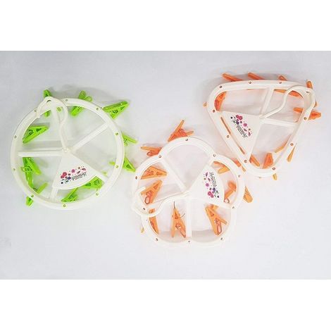 Trade Shop - Stendibiancheria 10 Mollette Con Gancio Stendino Plastica Appendibile Da Balcone - (1/3)