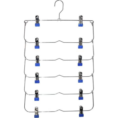 1 Pack Cintres Culottes Multicouches Cintres Pantalons Clips de Cintre en Métal Antidérapants avec 12 Clips Organisateur de Vêtements (Bleu Foncé) (1/5)