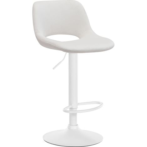 Sgabello da bar seggiolone x1 con poggiapiedi in velluto crema base in metallo bianco 100004604