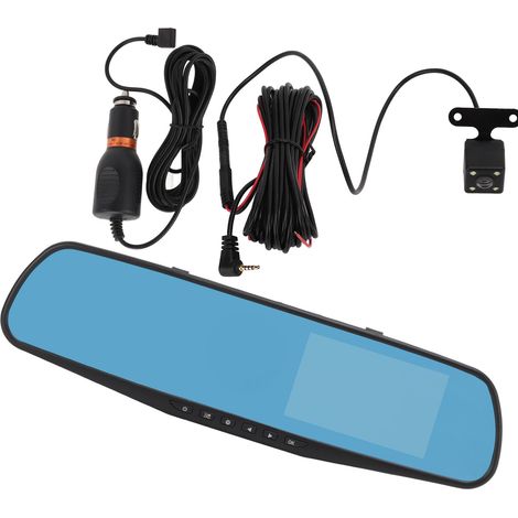 Rétroviseur GPS 4.3 pouces 1080P Caméra Embarquée Double Enregistrement Voiture, Caméra de Recul avec Stationnement, Enregistrement en Boucle, Miroir Intelligent (1/5)