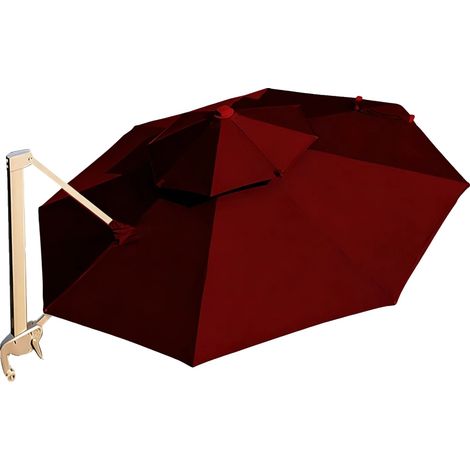 Telo per ombrellone, impermeabile, in materiale resistente, colore rosso vino, 3 m, doppio tetto (60 cm) (1/2)