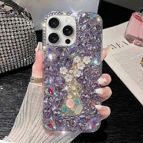 Étui téléphone en PC incrusté de strass fait main, motif fleur de prunier, coque rigide protectrice pour smartphone (1/4)