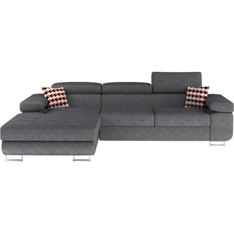 Ecksofa mit Schlaffunktion AMANDA grau in Jacquard-Stoff (1/5)