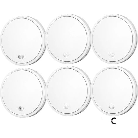 Détecteur de fumée, autonomie de batterie de 10 ans, alarme de 85 dB, 6PC (1/2)
