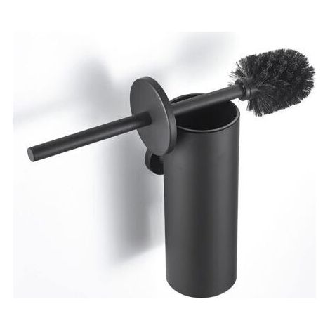 FENOPLASTICABrosse WC, brosse WC en acier inoxydable, brosse WC murale, brosse WC avec couvercle, noir (1/4)