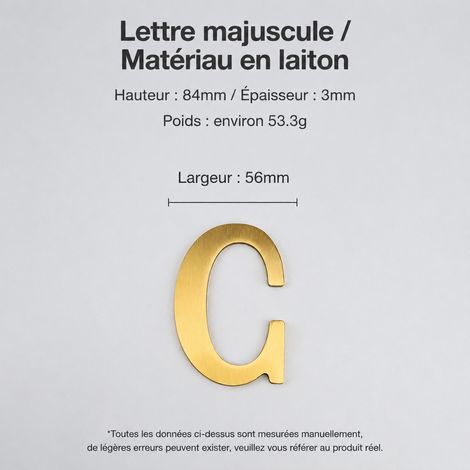 Lettre C de porte en laiton pur mat adhésif 8 cm pour signalétique extérieure t4911-8cm 8 × 5,6 × 0,3 cm 53 g – Livraison gratuite