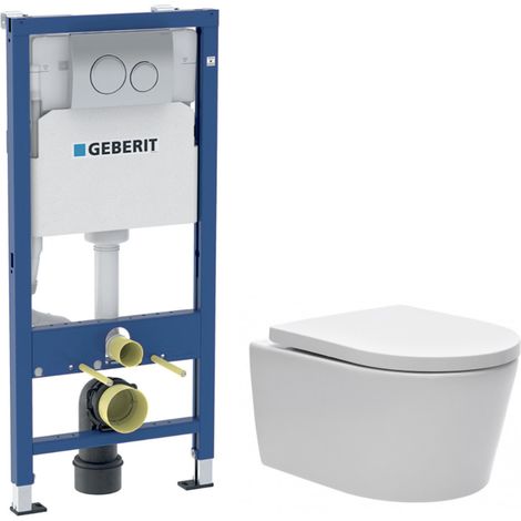 Duofix pack WC bâti-support + WC suspendu sans bride Swiss Aqua Technologies avec abattant SoftClose + plaque (GEBSTBRWR01-FR)