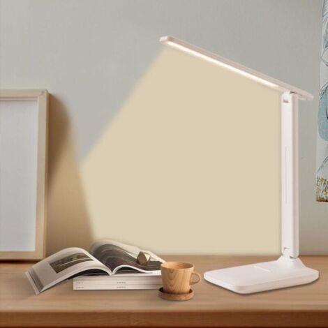 Lampe de bureau LED, pliable, 3 températures de couleur, chargement USB, commande tactile, avec fonction de protection des yeux.