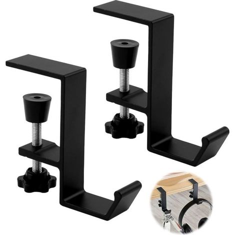 2Pcs Support Pour Casque,Support De Casque,Support Casque Bureau,Support De Bureau,Réglable Avec Crochet De Suspension,Organisateu