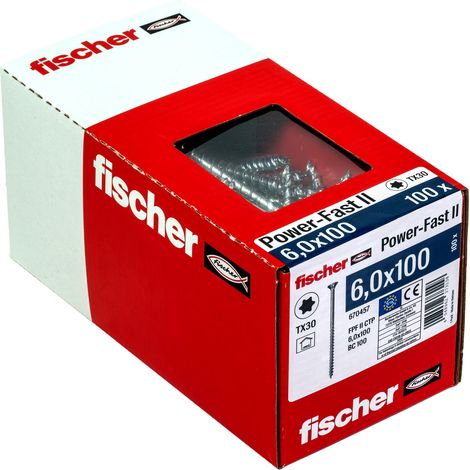 Vis PowerFast FPF II CTP 6,0x100 à Tête fraisée, empreinte TX, zingué blanc, filetage partiel - Boîte de 100 (1/4)