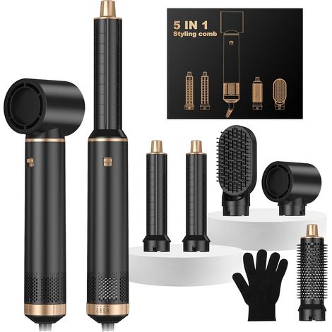 airstyler Airbrush 5 en 1 Brosse Soufflante 5 en 1, Seche Cheveux 5 en 1 avec Seche Cheveux Boucleur, Brosse Souflante, Thermal Brush, Air Styler 5 en 1 Pour Sécher, Boucler, Lisser, Cadeau Noel Femme