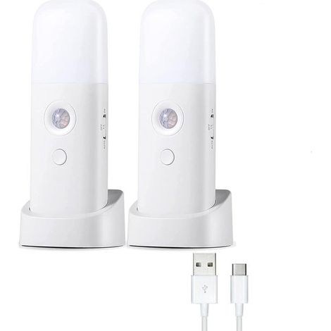 Veilleuse avec détecteur de mouvement et batterie rechargeable - Lumière blanche, lot de 2 (1/5)