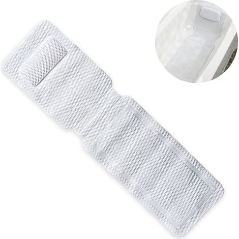 Tapis de bain, tapis de bain avec oreiller intégré, oreiller de spa antidérapant, ventouses antidérapantes puissantes, appui-tête et soutien corporel confortables (1/4)
