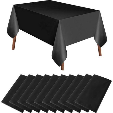 Lot de 10 Nappes, 137x274 cm, Plastique PE, Imperméable, Rectangulaire, Mariage, Banquet (1/5)