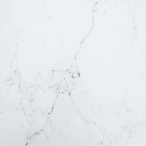 Dessus de table Blanc 50x50cm 6mm Verre trempé et design marbre (1/5)