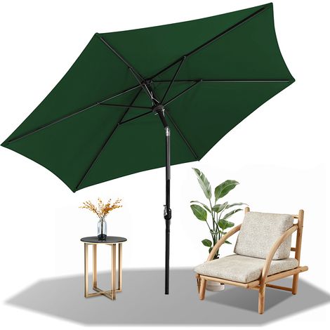 Wolketon Parasol Ø270 cm, ombrellone da giardino, inclinabile, telo con rivestimento PA, protezione UV fino a UPF 50+, senza base, verde