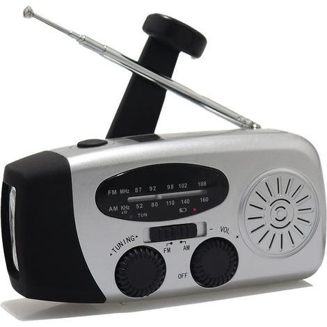 Radio D'Urgence À Manivelle - Radio Météo AM FM Avec Lampe LED Et Batterie 1200 mAh - Pour Intérieur Et Extérieur - 1 Pièce (1/5)