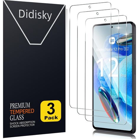 Lot de 3 Protecteur Verre Trempé pour Xiaomi Redmi Note 12 Pro 5G, Note 12 Pro Plus + 5G 6.67'' (Non pour Redmi Note 12 Pro 4G), Film Protection écran,Pas de Bulles, Haute définition