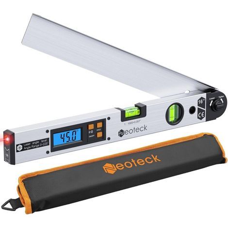Rapporteur d’Angle Laser 225° – Outil de Mesure d’Angle Numérique Précision ±0,5°, Règle d’Angle Aluminium avec Laser de Guidage, HOLD & Verrouillage, Bricolage, Menuiserie, Chantier - Argent (1/5)