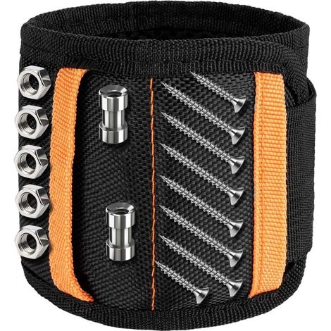 Braccialetti magnetici con 20 potenti magneti per viti, chiodi, bulloni, punte da trapano, cintura portautensili per piccoli utensili (1/5)